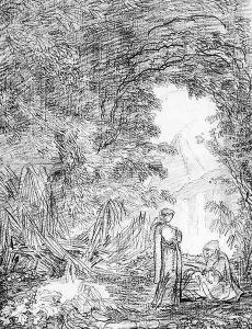 Two Monks in a Landscape with the Pyramid of Cestius and an Aqueduct
