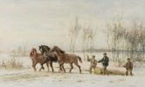 Woodcutters In The Snow by Willem Carel Nakken
