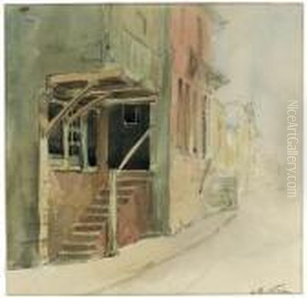 The Entrance Of A House With Stairs Leading Up To A Door - view 1