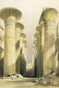Central Avenue of the Great Hall of Columns, Karnak, from Egypt and Nubia, Vol.1 by David Roberts