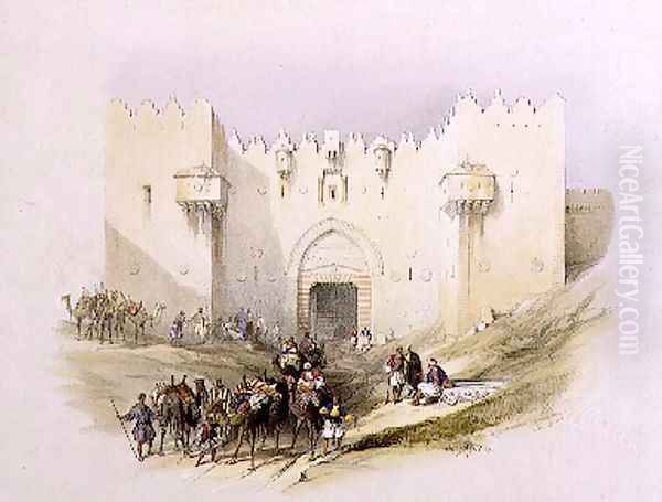 Gate of Damascus, Jerusalem, April 14th 1839, plate 3 from Volume I of The Holy Land, engraved by Louis Haghe 1806-85 pub. 1842 - view 1
