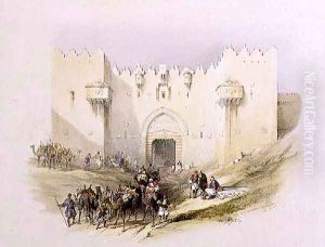 Gate of Damascus, Jerusalem, April 14th 1839, plate 3 from Volume I of The Holy Land, engraved by Louis Haghe 1806-85 pub. 1842 by David Roberts