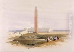 Obelisk at Alexandria, commonly called Cleopatras Needle, from Egypt and Nubia, Vol.1 by David Roberts