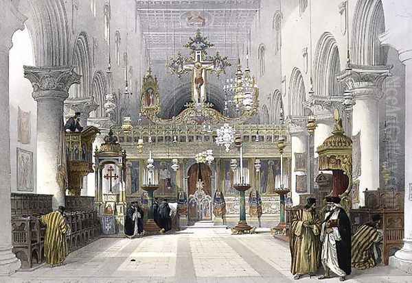 Chapel of the Convent of St. Catherine on Mount Sinai, February 21st 1839, plate 112 from Volume III of The Holy Land, engraved by Louis Haghe 1806-85 pub. 1849 - view 1