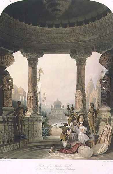 Portico of a Hindoo Temple, with other Hindoo and Mahomedan Buildings, from Volume II of Scenery, Costumes and Architecture of India, drawn by David Roberts 1796-1864 engraved by R.G. Reeve fl.1811-37 1830 - view 1