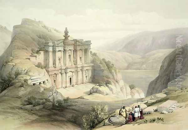 El Deir, Petra, March 8th 1839, plate 90 from Volume III of The Holy Land, engraved by Louis Haghe 1806-85 pub. 1849 - view 1