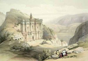 El Deir, Petra, March 8th 1839, plate 90 from Volume III of The Holy Land, engraved by Louis Haghe 1806-85 pub. 1849