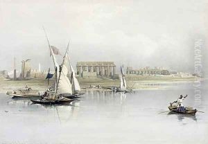 General View of the Ruins of Luxor from the Nile, from Egypt and Nubia, Vol.1 by David Roberts