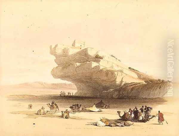 Approach to Petra, an Ancient Watchtower commanding the Valley of El Ghor, February 5th 1839, plate 93 from Volume III of The Holy Land, engraved by Louis Haghe 1806-85 pub. 1849 - view 1