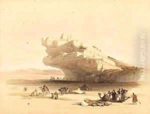 Approach to Petra, an Ancient Watchtower commanding the Valley of El Ghor, February 5th 1839, plate 93 from Volume III of The Holy Land, engraved by Louis Haghe 1806-85 pub. 1849 by David Roberts