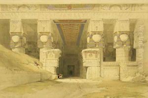 Facade of the Temple of Hathor, Dendarah, from Egypt and Nubia, Vol.1 by David Roberts