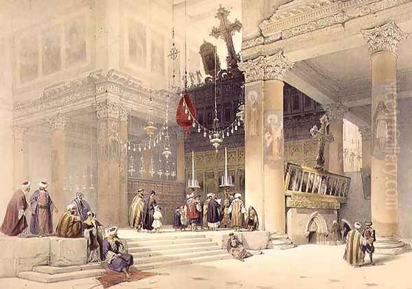 Chancel of the Church of St. Helena, plate 87 from Volume II of The Holy Land, engraved by Louis Haghe 1806-85 pub. 1843 - view 1