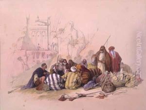 Conference of Arabs at Wady Moosa, Petra, March 6th 1839 by David Roberts