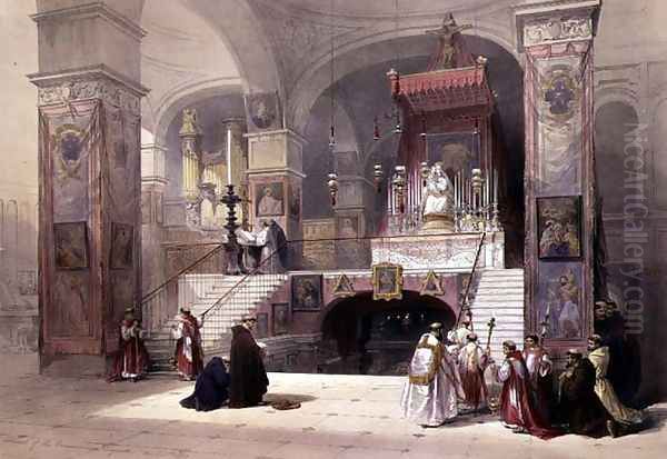 Chapel of the Annunciation, Nazareth, April 28th 1839, plate 32 from Volume I of The Holy Land, engraved by Louis Haghe 1806-85 pub. 1842 - view 1