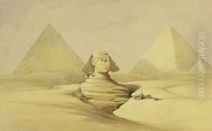 The Great Sphinx and the Pyramids of Giza, from Egypt and Nubia, Vol.1 2 by David Roberts