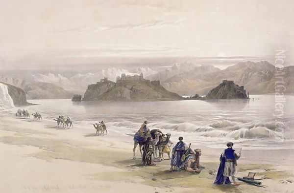Isle of Graie, Gulf of Akabah, Arabia Petraea, February 27th 1839, plate 108 from Volume III of The Holy Land, engraved by Louis Haghe 1806-85 pub. 1849 - view 1
