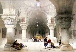 Crypt of the Holy Sepulchre, Jerusalem, plate 20 from Volume I of The Holy Land, engraved by Louis Haghe 1806-85 pub. 1842