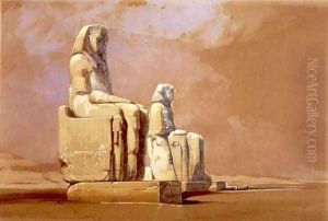 Colossi, Thebes, 1838 by David Roberts