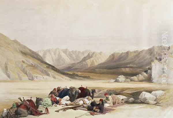 Approach to Mount Sinai, Wady Barah, February 17th 1839, plate 122 from Volume III of The Holy Land, engraved by Louis Haghe 1806-85 pub. 1849 - view 1