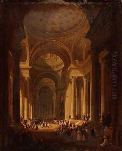 The Interior of the Cathedral of St. Genevieve, Paris by David Roberts