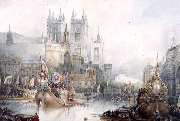 Lord Mayors Barge at Westminster, 1830 - view 1