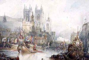 Lord Mayors Barge at Westminster, 1830