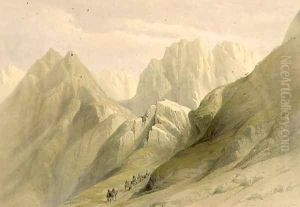 Ascent of the Lower Range of Sinai, February 18th 1839, plate 114 from Volume III of The Holy Land, engraved by Louis Haghe 1806-85 pub. 1849
