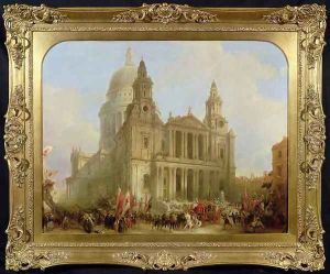 St. Pauls Cathedral with the Lord Mayors Procession, 1836 by David Roberts