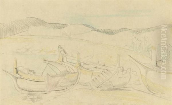 Boats Beached At Cagnes - view 1