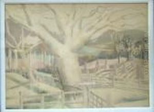 Rural Landscape With Trees. by Paul Nash
