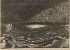 Rain, Lake Zillebeke (postan L3) by Paul Nash