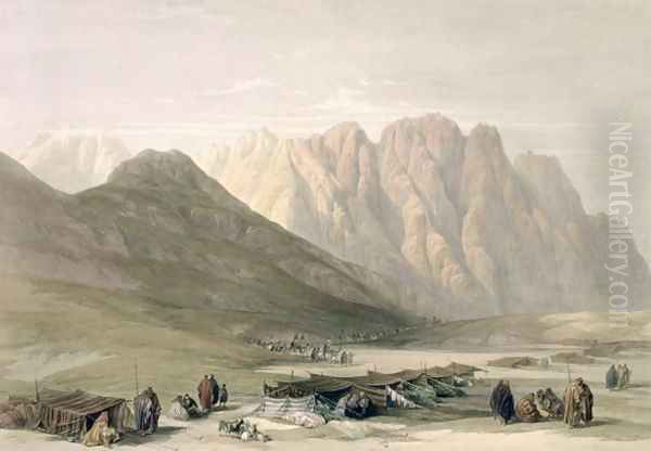 Encampment of the Aulad-Said, Mount Sinai, February 18th 1839, plate 110 from Volume III of The Holy Land, engraved by Louis Haghe 1806-85 pub. 1849 - view 1