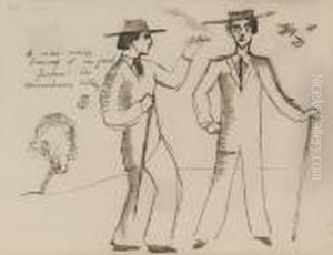 Paul And John Visiting The Slade by Paul Nash