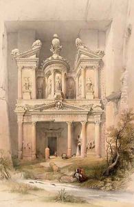 Petra, March 7th 1839, plate 92 from Volume III of The Holy Land, engraved by Louis Haghe 1806-85 pub. 1849 by David Roberts