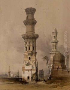 Ruined Mosques in the Desert, west of the Citadel, Cairo, from Egypt and Nubia, Vol.3 by David Roberts