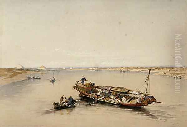 View on the Nile looking towards the Pyramids of Dahshur and Saqqarah, from Egypt and Nubia, Vol.1 - view 1
