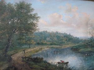 River Landscape With Anglers