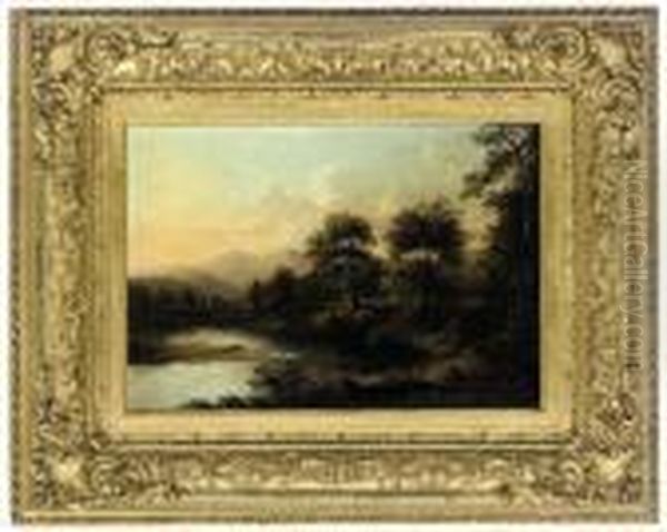 A Wooded River Landscape With Figures - view 1