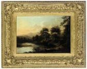A Wooded River Landscape With Figures by Alexander Nasmyth