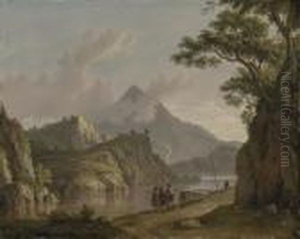 View Of Loch Katrine, With Travellers On A Path - view 1