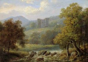 Schottische Landschaft Mit Burganlage Schottische Landschaft Mit Burganlage