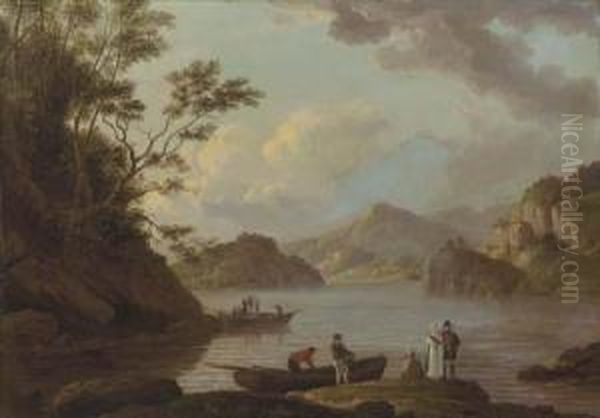 A View Of Loch Lomond With Figures And Boats In The Foreground - view 1