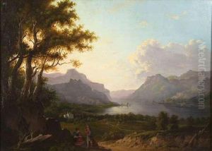 A Highland Loch Scene With Fisherman