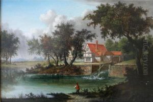 A Fisherman By A Mill Pool by Patrick, Peter Nasmyth