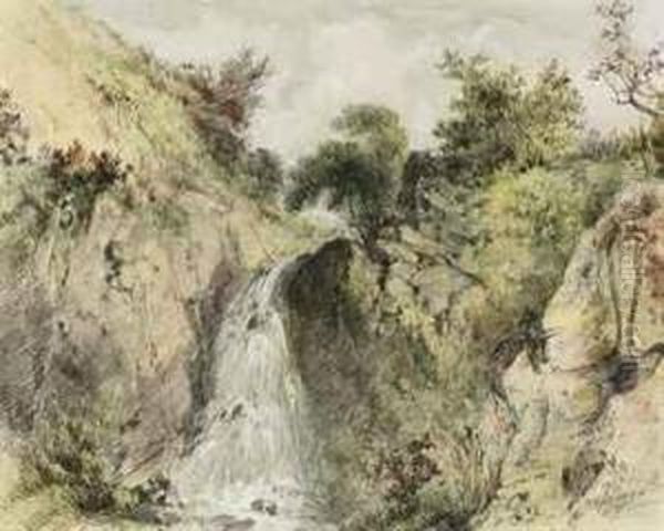 A Waterfall In A Gorge - view 1