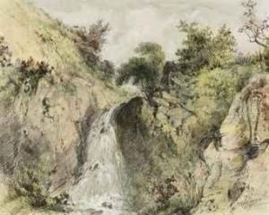 A Waterfall In A Gorge by Patrick, Peter Nasmyth