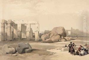 Fragments of the Great Colossus at The Memnonium, Thebes, from Egypt and Nubia, Vol.1 by David Roberts