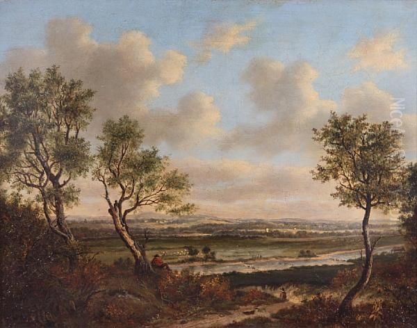 River Landscape With Traveller Resting Beneatha Tree - view 1