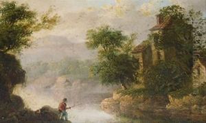 Fisherman Before Alakeside Building by Patrick, Peter Nasmyth