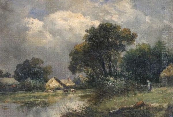 River Landscape With Cottage - view 1